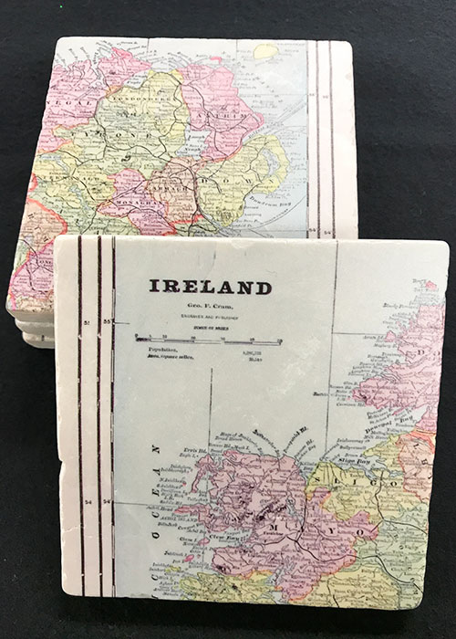 Map of Ireland Stone Drink Coaster Set 